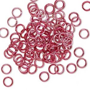 Aluminium jump rings, red, 5/3.5mm, 100pcs