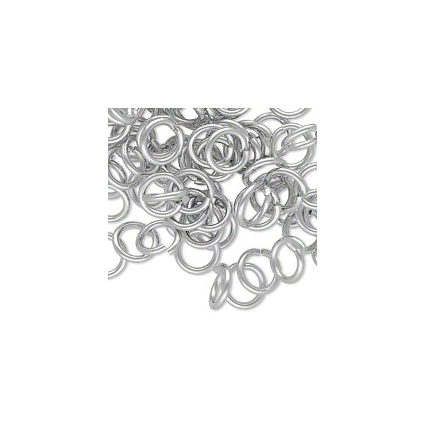 Aluminium jump rings, silver-toned, 10/7mm, 100pcs