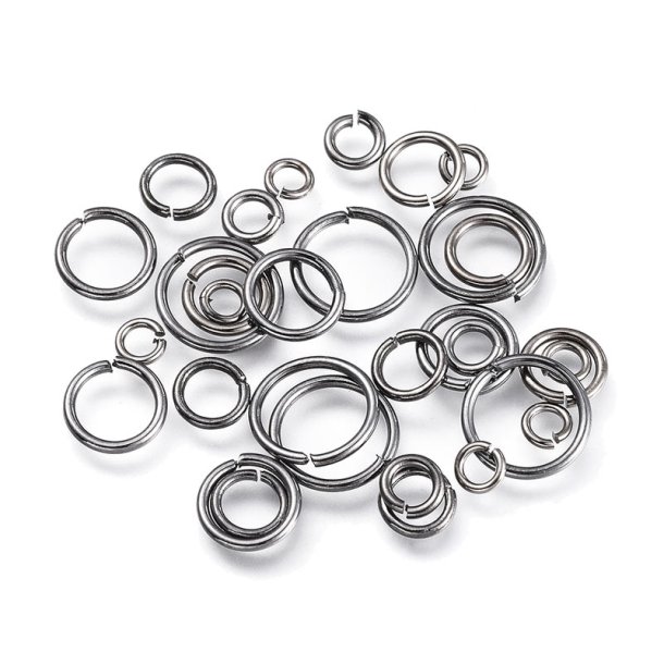 Jumpring, gun-metal, mix sizes 4-10mm. approx. 100 pcs