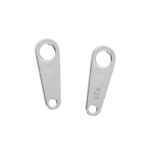 Chain connector, chain tab, sterling silver, 9x3mm, 2pcs.