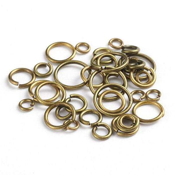 Jumpring, antique bronze plated brass, mix sizes 4-10mm. appx. 100 pcs