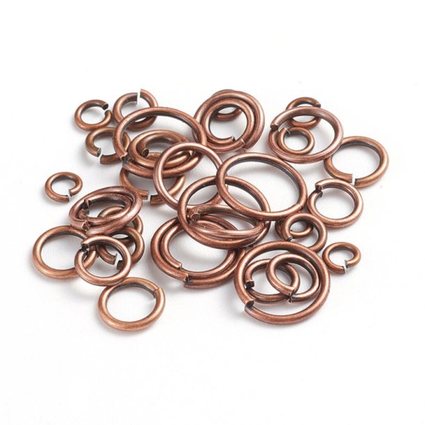 Jumpring, antique copperplated brass, mix sizes 4-10mm. appx. 100 pcs