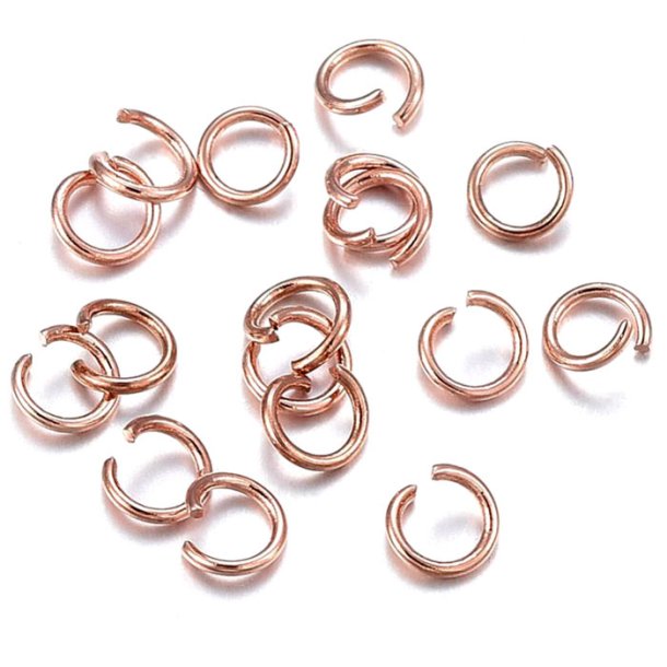 Jumpring, rose-gilded steel, open ring, 5x0.7mm, 20pcs