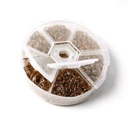 sen-Set in Kunststoffbehlter, antik-kupferfarbig Messing, Gre 4 mm bis 10 mm.