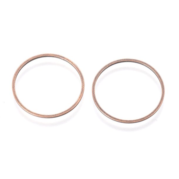Ring, antique copper plated brass, closed, flat wire, 20x1mm, 10pcs