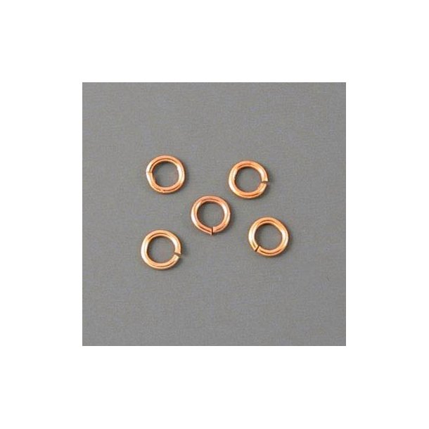 Jumpring, rose gilded silver, open, 5x0.9mm, 10pcs.