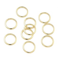 Closed linking rings, 18K gold plated brass, 14x2 mm, inner 11 mm, 2 pcs