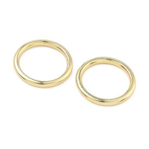 Closed linking rings, 18K gold plated brass, 14x2 mm, inner 11 mm, 2 pcs