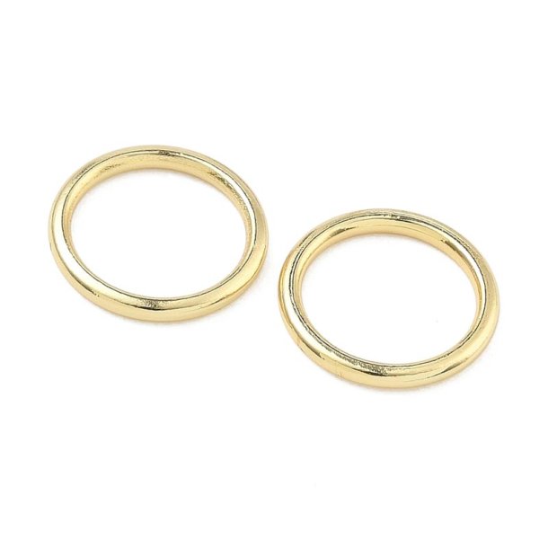 Closed linking rings, 18K gold plated brass, 14x2 mm, inner 11 mm, 2 pcs
