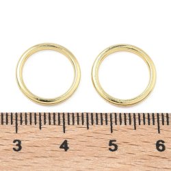 Closed linking rings, 18K gold plated brass, 14x2 mm, inner 11 mm, 2 pcs