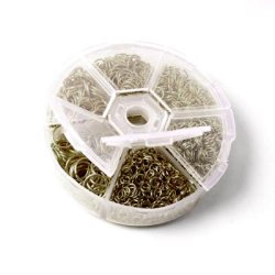 &Ouml;sen-Set in Kunststoffbeh&auml;lter, dunkel antik Messing, Gr&ouml;&szlig;e 4 mm bis 10 mm.