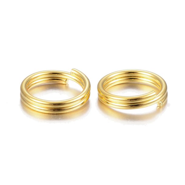 Split ring or key ring, gilded STEEL, 5mm, 20pcs.
