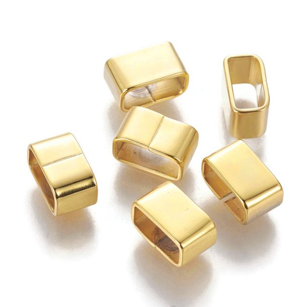 Ring/spacer bead, oval, quality gold-plated steel, 10x6x5,5mm, 2pcs.