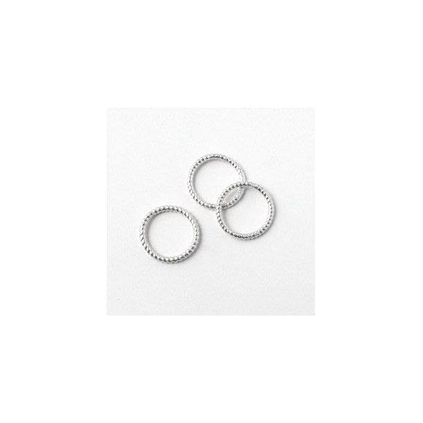 Twisted silver-plated brass ring, closed, 10x1mm, 10pcs.