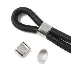 Bandring, oval gl&auml;nzender Edelstahl, 9x5,5 mm, 2 Stk