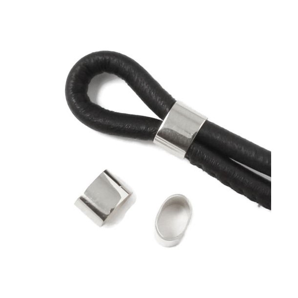 Ring/spacer bead, oval, stainless steel, 9x5.5mm, 2 pcs.