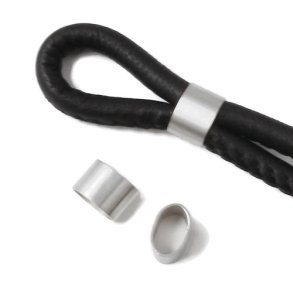 Ring/spacer bead, oval, frosted stainless steel, 8x5mm, 2pcs.