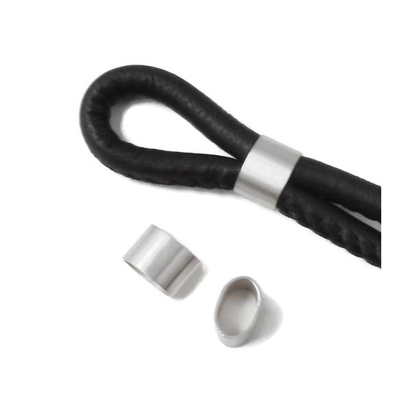 Ring/spacer bead, oval, frosted stainless steel, 8x5mm, 2pcs.