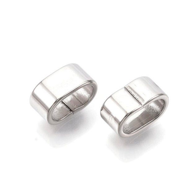 Rings/spacer beads, stainless steel, oval, 10x6x5mm, 2pcs