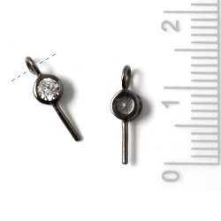 Stiftse mit Zirkonia und querliegender se, oxidiertes Silber, 12x1 mm, 1 Stk.