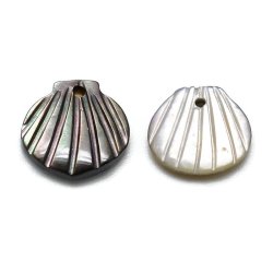 Perlmuttmuschel, natur, Anh&auml;nger, 9,5 mm, 2 St&uuml;ck.