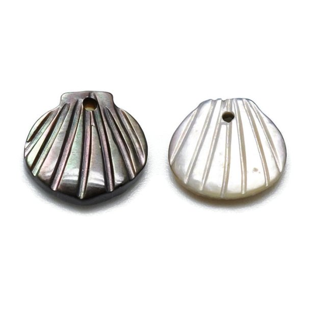 Mother-of-pearl shell, natural, pendant, 9.5 mm, 2 pcs.