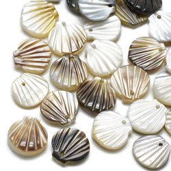 Perlmuttmuschel, natur, Anh&auml;nger, 9,5 mm, 2 St&uuml;ck.