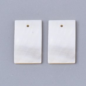 Perlmutt, Anhnger, wei, viereckig, 20x13x1,5 mm, 4 Stk.