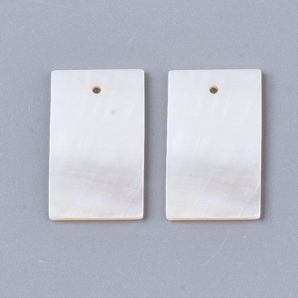 Mother-of-pearl, square pendant, white, 20x13x1.5mm, 4pcs