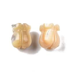 Shell beads, flower, natural trochus shell, natural colour, 9.5x8x8 mm, 4 pcs
