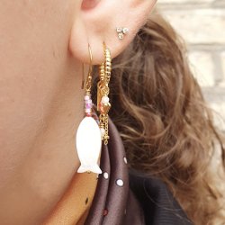 Perlmuttfisch, wei, lngs von Mund bis Schwanz durchbohrt, 17x8 mm, 2 Stck