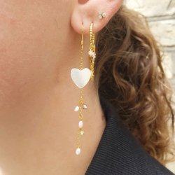 Herzfrmige Perle aus echtem Perlmutt, naturwei, 11x11x1,5 mm, 6 Stck