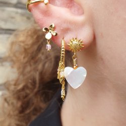 Herzfrmige Perle aus echtem Perlmutt, naturwei, 11x11x1,5 mm, 6 Stck