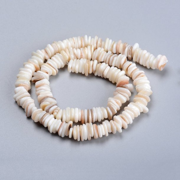 Mother of pearl, strand, flat rectangular w. hole, white-brown, 10x6x2mm, 180pcs