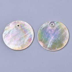 Perlmuttscheibe, flach rund, durchscheinend, abwechselnd, Durchmesser 25 mm. 6 Stck