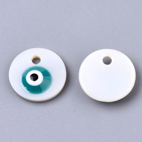 Perlmutter-Anhnger, Symbol zur Abwehr des bsen Blicks, emailliert, 10x3 mm, 4 Stck