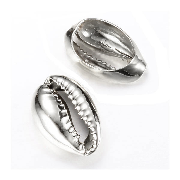 Kaurimuscheln, versilbert, oval, durchgeschnitten, ca. 18-19x12 mm, 4 Stk