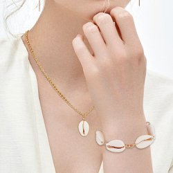 Kaurimuscheln als Anhang, oval, naturwei&szlig;. mit gewickelte &Ouml;se, ca. 20-25x12-15 mm, 6 Stk.