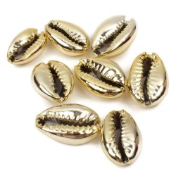 Kaurimuscheln, vergoldet, oval, durchgeschnitten, ca. 16-19x12 mm, 4 Stk