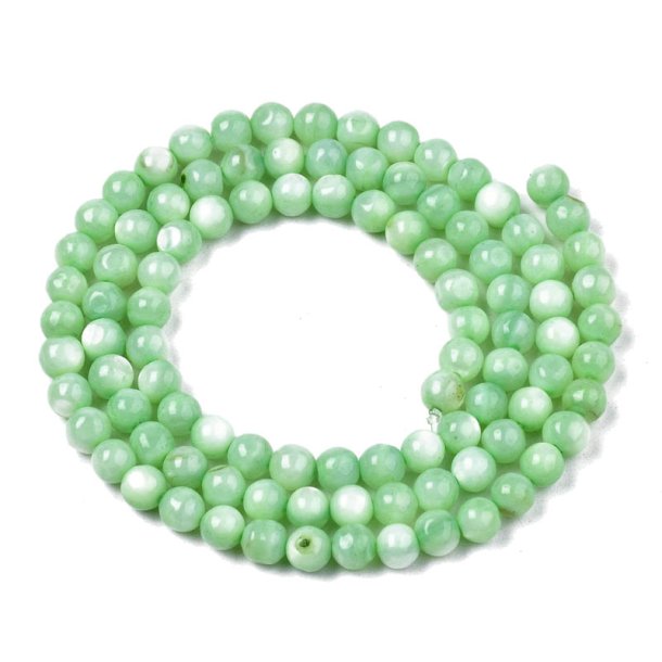 Shell beads, full strand, round, light green, 4 mm, appx. 95 pcs.