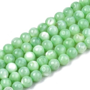 Muschelperlen, rund, hellgrün, 4 mm, 10 Stück.