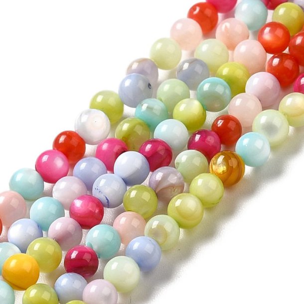 Shell beads, full strand, round, mixed light colors, 3 mm, appx. 125 pcs.