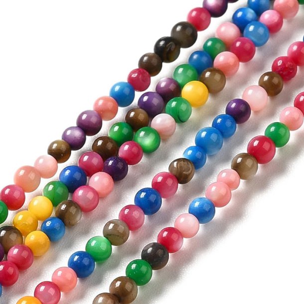 Shell beads, full strand, round, small, mixed colors, 2 mm, appx. 180 pcs.