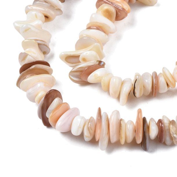 Perlmutt, Doppelstrang, Chip-Perlen, naturbraun und wei, ca. 8-12x6mm, 300 Stck
