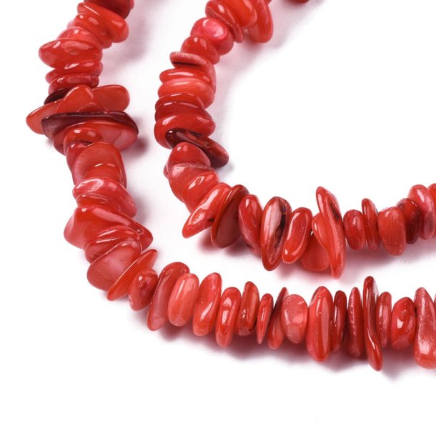 Perlmutt, Doppelstrang, Chip-Perlen, rot, ca. 8-12x6mm, 300 Stck