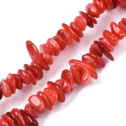 Perlmutt, Doppelstrang, Chip-Perlen, rot, ca. 8-12x6mm, 300 Stck