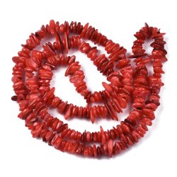 Perlmutt, Doppelstrang, Chip-Perlen, rot, ca. 8-12x6mm, 300 Stck