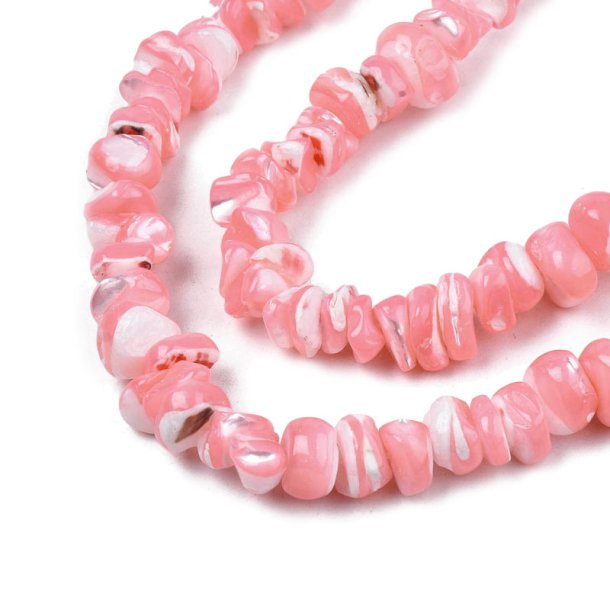 Mother of pearl, pink, dyed, fullstrand, polished pieces, appx. 8x10x6mm, appx. 100 pcs