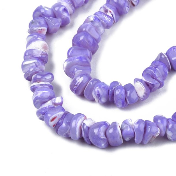 Mother of pearl, lilac, dyed, fullstrand, polished pieces, appx. 8x10x6mm, appx. 100 pcs