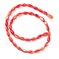 Perlmutt, Muschelperle, Reisform, rot, 9,5x5 mm. 10 Stk.